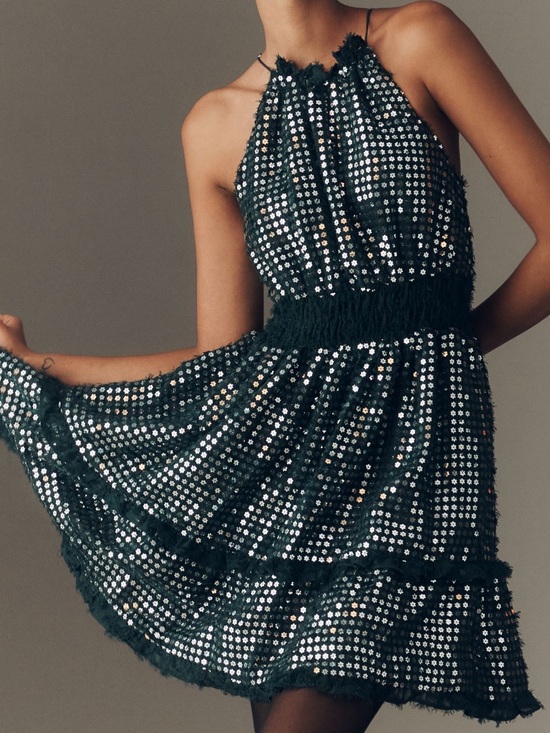 Anthropologie Dresses & Skirts - NWT! Anthropologie The Somerset Shine Mini Halter Dress in Dark Green - XS 🍓2️⃣